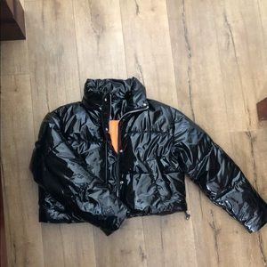 Topshop Vinyl Puffer Jacket